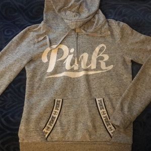 PINK grey hoodie with logo